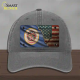 Minnesota/American Flag Novelty License Plate Hat Unconstructed Cotton / Charcoal