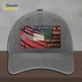 Mississippi/American Flag Novelty License Plate Hat Unconstructed Cotton / Charcoal