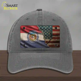 Missouri/American Flag Novelty License Plate Hat Unconstructed Cotton / Charcoal