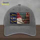 North Carolina/American Flag Novelty License Plate Hat Unconstructed Cotton / Charcoal