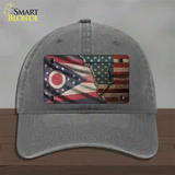 Ohio/American Flag Novelty License Plate Hat Unconstructed Cotton / Charcoal