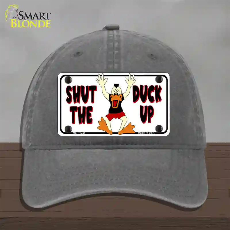 Shut The Duck Up Novelty License Plate Hat Unconstructed Cotton / Charcoal