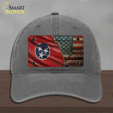 Tennessee/American Flag Novelty License Plate Hat Unconstructed Cotton / Charcoal