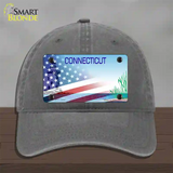 Connecticut Preserve with American Flag Novelty License Plate Hat Unconstructed Cotton / Charcoal