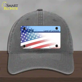 Illinois Lincoln with American Flag Novelty License Plate Hat Unconstructed Cotton / Charcoal