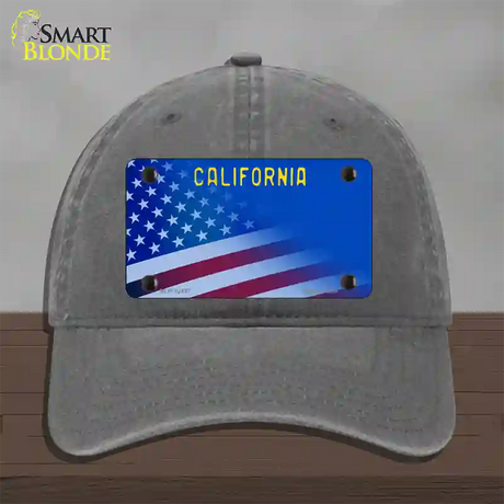 California with Blue California Plate Novelty License Plate Hat Unconstructed Cotton / Charcoal