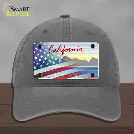 California Tahoe Plate American Flag Novelty License Plate Hat Unconstructed Cotton / Charcoal