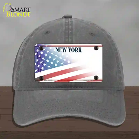 New York Liberty Plate American Flag Novelty License Plate Hat Unconstructed Cotton / Charcoal