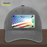 Ohio Birthplace with American Flag Novelty License Plate Hat Unconstructed Cotton / Charcoal