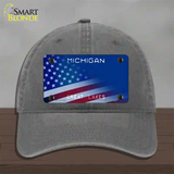 Michigan Great Lakes Plate American Flag Novelty License Plate Hat Unconstructed Cotton / Charcoal