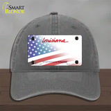 Louisiana Plate American Flag Novelty License Plate Hat Unconstructed Cotton / Charcoal