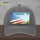 Indiana Bridge Plate American Flag Novelty License Plate Hat Unconstructed Cotton / Charcoal