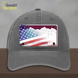 Colorado Red with American Flag Novelty License Plate Hat Unconstructed Cotton / Charcoal