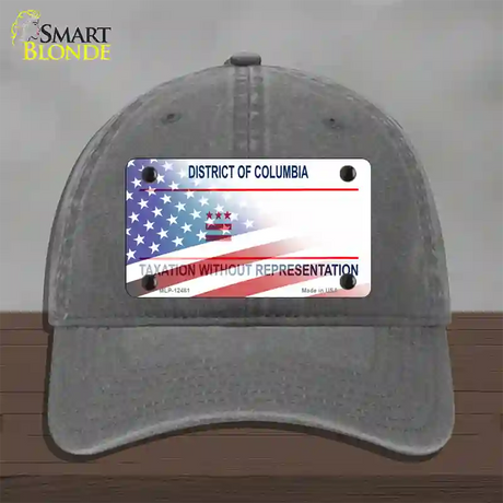 District of Columbia with American Flag Novelty License Plate Hat Unconstructed Cotton / Charcoal