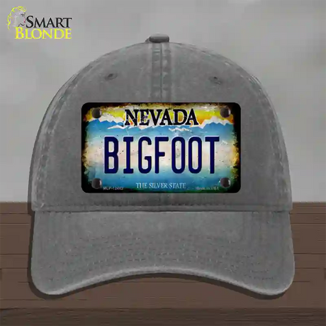 Bigfoot Nevada Novelty License Plate Hat Unconstructed Cotton / Charcoal