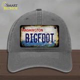 Bigfoot Washington Rusty Novelty License Plate Hat Unconstructed Cotton / Charcoal