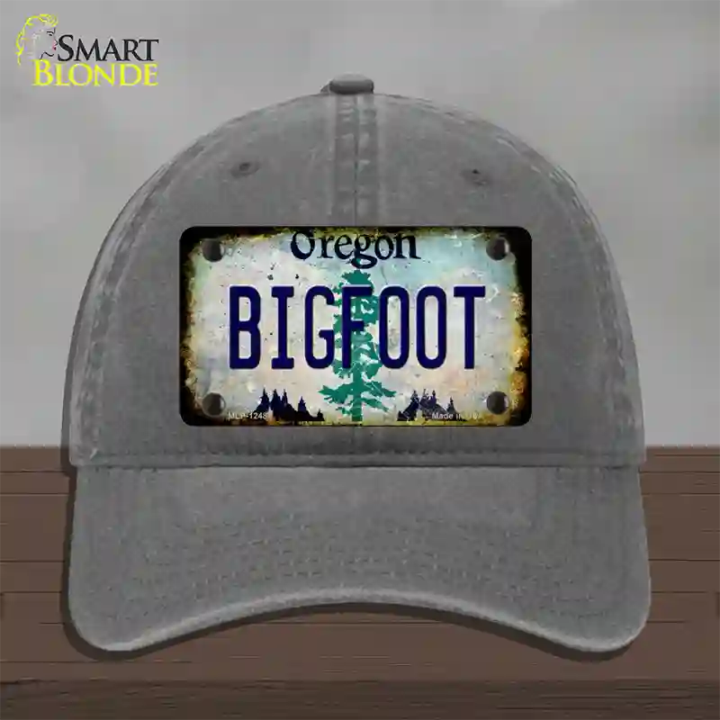 Bigfoot Oregon Novelty License Plate Hat Unconstructed Cotton / Charcoal