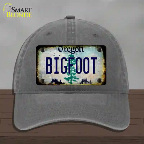 Bigfoot Oregon Novelty License Plate Hat Unconstructed Cotton / Charcoal