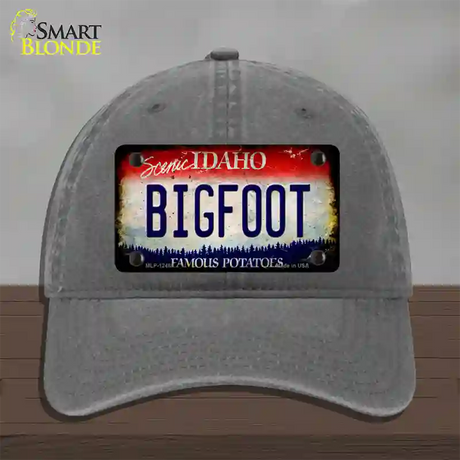 Bigfoot Idaho Novelty License Plate Hat Unconstructed Cotton / Charcoal