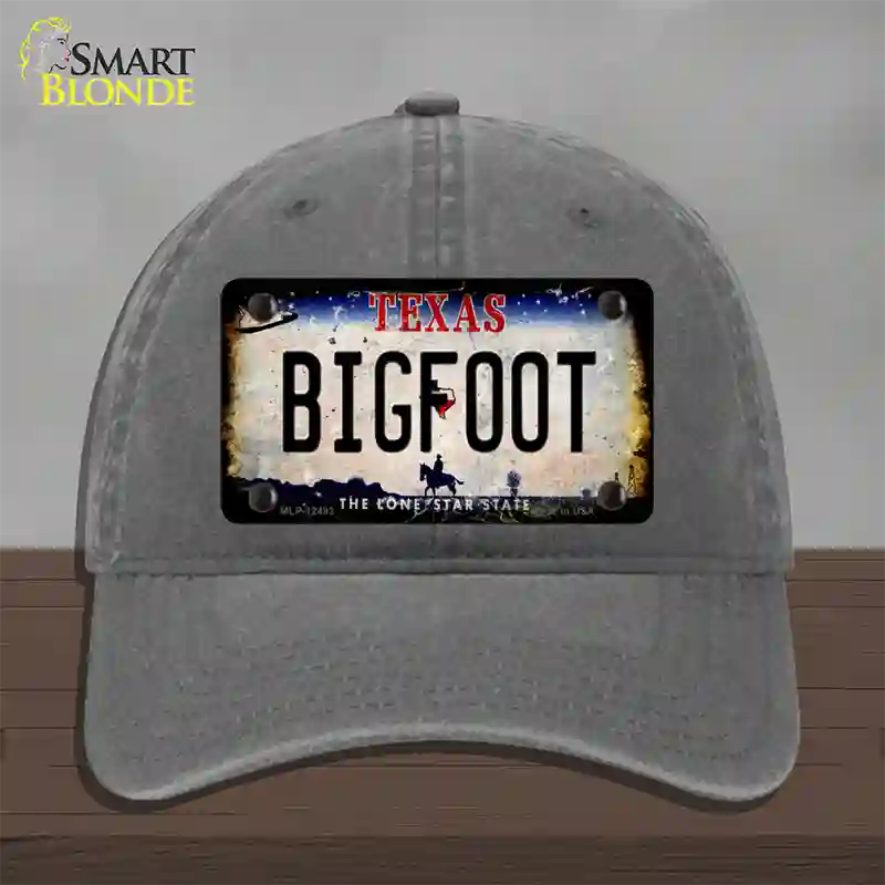 Bigfoot Texas Novelty License Plate Hat Unconstructed Cotton / Charcoal