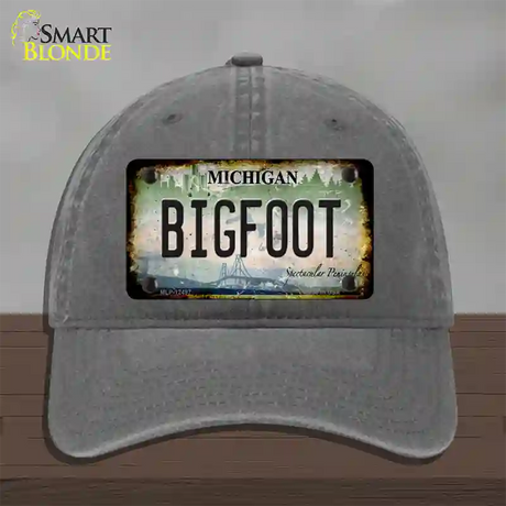 Bigfoot Michigan Novelty License Plate Hat Unconstructed Cotton / Charcoal