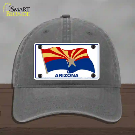 Arizona Waving Flag Novelty License Plate Hat Unconstructed Cotton / Charcoal