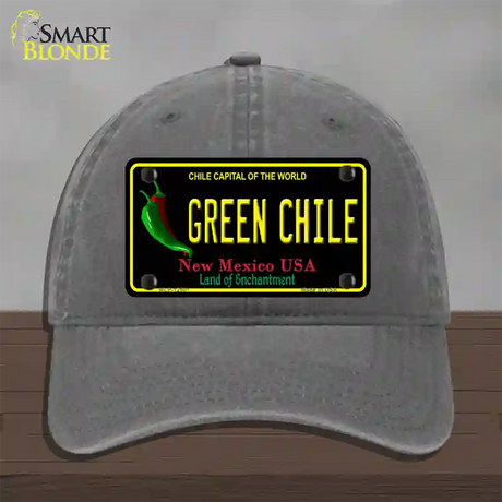 Green Chile New Mexico Black Novelty License Plate Hat Unconstructed Cotton / Charcoal