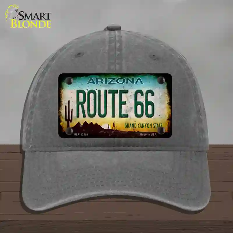 Route 66 Arizona Rusty Novelty License Plate Hat Unconstructed Cotton / Charcoal