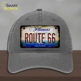 Route 66 Illinois Rusty Novelty License Plate Hat Unconstructed Cotton / Charcoal