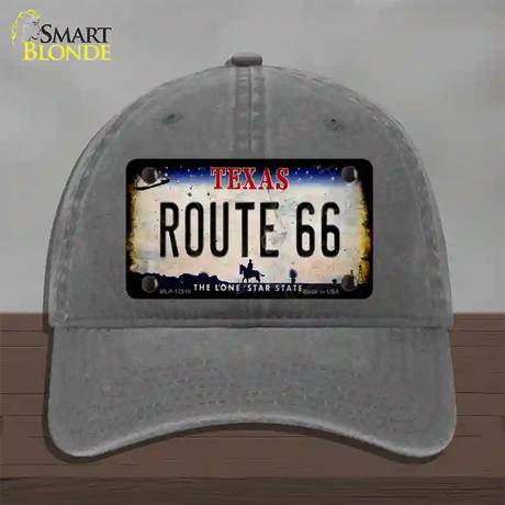 Route 66 Texas Rusty Novelty License Plate Hat Unconstructed Cotton / Charcoal