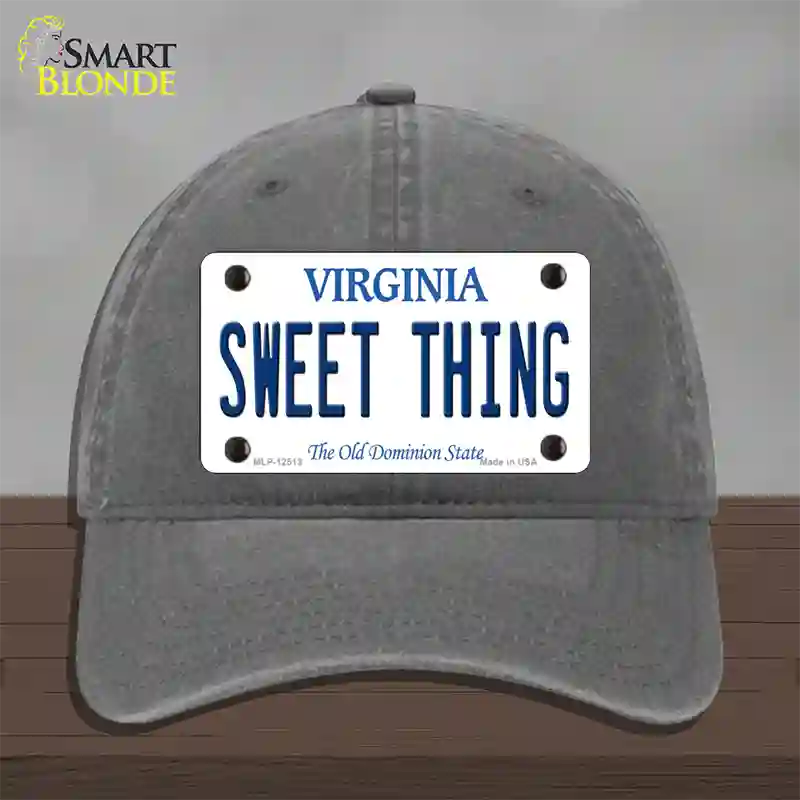 Sweet Thing Virginia Novelty License Plate Hat Unconstructed Cotton / Charcoal