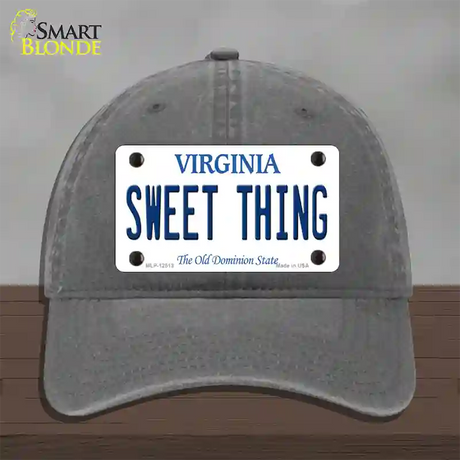 Sweet Thing Virginia Novelty License Plate Hat Unconstructed Cotton / Charcoal