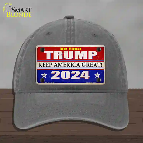 Re-Elect Trump 2024 Novelty License Plate Hat Unconstructed Cotton / Charcoal