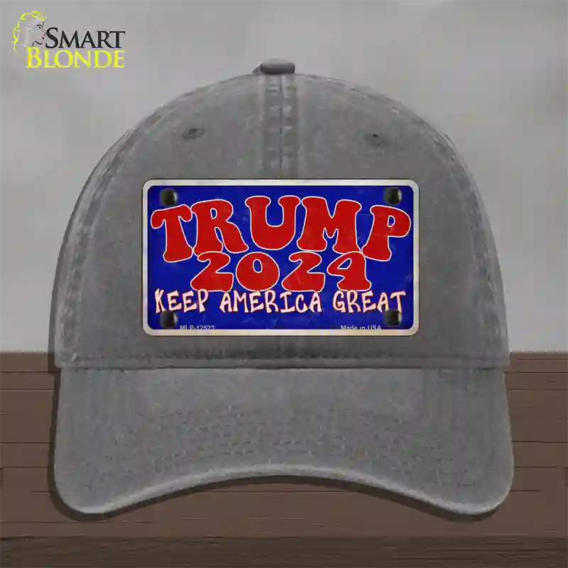 Trump 2024 Keep America Great Novelty License Plate Hat Unconstructed Cotton / Charcoal