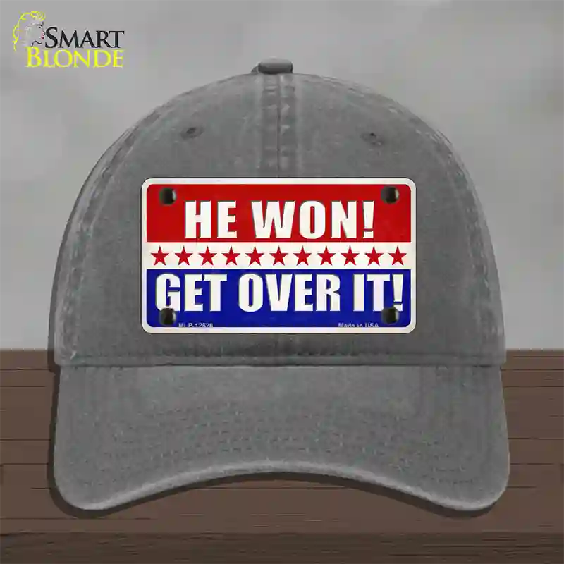 Trump Won Get Over It Novelty License Plate Hat Unconstructed Cotton / Charcoal