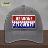 Trump Won Get Over It Novelty License Plate Hat Unconstructed Cotton / Charcoal