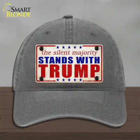 Silent Majority Stands with Trump Novelty License Plate Hat Unconstructed Cotton / Charcoal