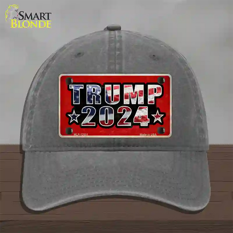 Trump 2024 Flag Novelty License Plate Hat Unconstructed Cotton / Charcoal