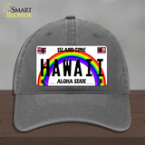 Hawaii Novelty License Plate Hat Unconstructed Cotton / Charcoal