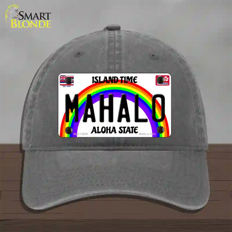 Mahalo Hawaii Novelty License Plate Hat Unconstructed Cotton / Charcoal