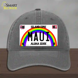 Maui Hawaii Novelty License Plate Hat Unconstructed Cotton / Charcoal