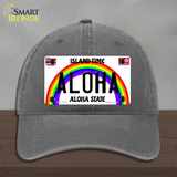 Aloha Hawaii Novelty License Plate Hat Unconstructed Cotton / Charcoal