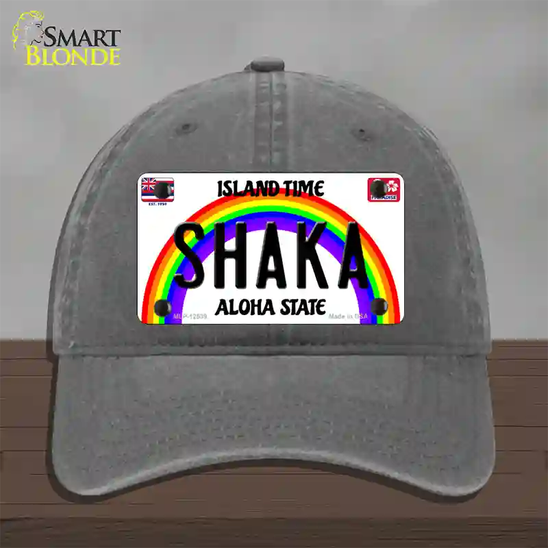 Shaka Hawaii Novelty License Plate Hat Unconstructed Cotton / Charcoal