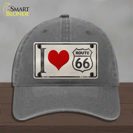 I Love Route 66 Novelty License Plate Hat Unconstructed Cotton / Charcoal