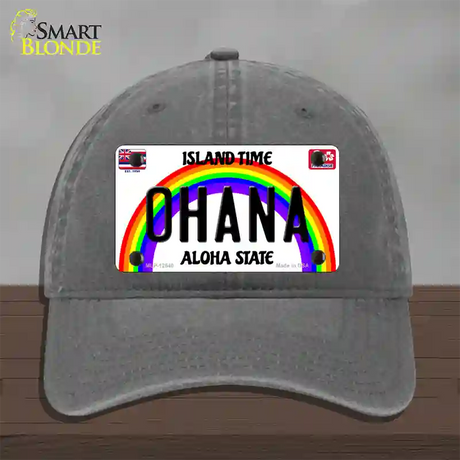 Ohana Hawaii Novelty License Plate Hat Unconstructed Cotton / Charcoal