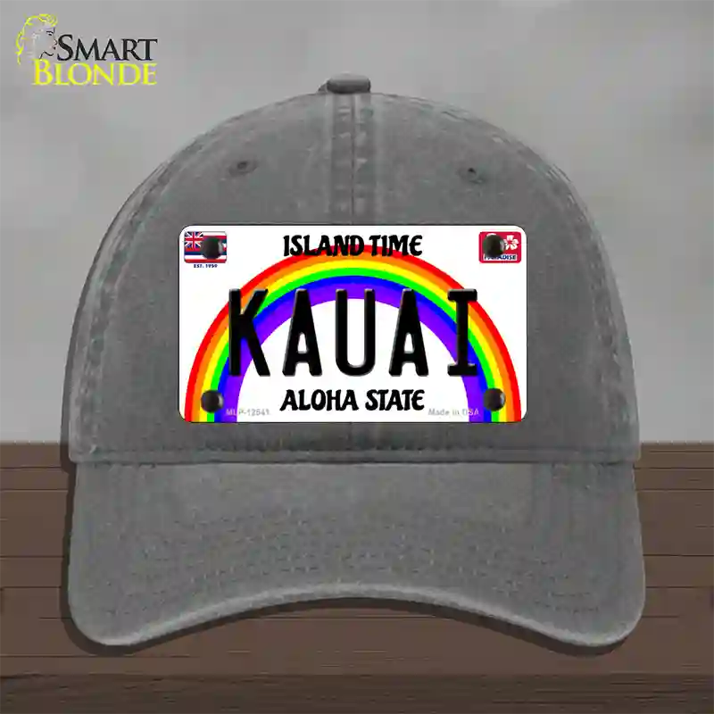 Kauai Hawaii Novelty License Plate Hat Unconstructed Cotton / Charcoal