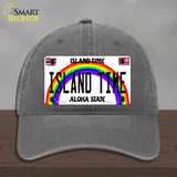 Island Time Hawaii Novelty License Plate Hat Unconstructed Cotton / Charcoal