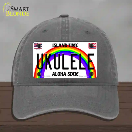 Ukulele Hawaii Novelty License Plate Hat Unconstructed Cotton / Charcoal