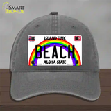 Beach Hawaii Novelty License Plate Hat Unconstructed Cotton / Charcoal