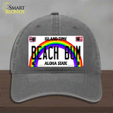 Beach Bum Hawaii Novelty License Plate Hat Unconstructed Cotton / Charcoal